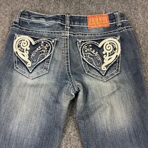 Zanadi Womens Size 5 Heart Embroidered Distressed Skinny Jeans Y2K Denim